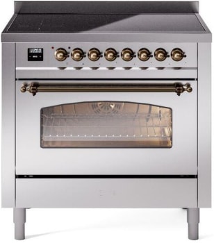 Ilve Nostalgie II Collection UPI366NMPSSB - 36 Inch Freestanding Electric Induction Range in Front View