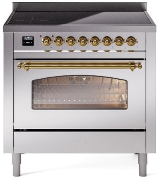 Ilve Nostalgie II Collection UPI366NMPSSG - 36 Inch Freestanding Electric Induction Range in Front View