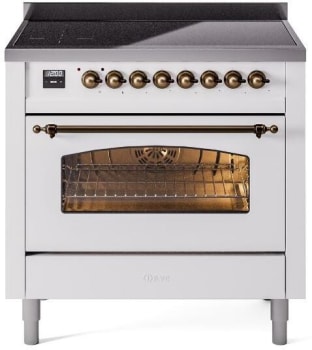 Ilve Nostalgie II Collection UPI366NMPWHB - 36 Inch Freestanding Electric Induction Range in Front View