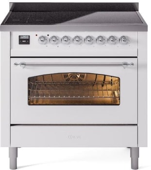 Ilve Nostalgie II Collection UPI366NMPWHC - 36 Inch Freestanding Electric Induction Range in Front View