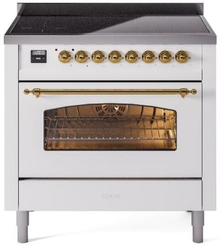 Ilve Nostalgie II Collection UPI366NMPWHG - 36 Inch Freestanding Electric Induction Range in Front View