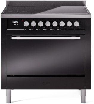 Ilve Professional Plus II UPI366QMPBK - 36 Inch Solid Door Freestanding Induction Range with 6 Elements