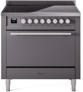 Ilve Professional Plus II UPI366QMPMG - 36 Inch Solid Door Freestanding Induction Range with 6 Elements