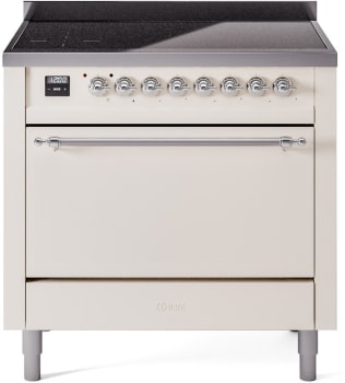 Ilve Nostalgie II Collection UPI366QNMPAWC - 36 Inch Solid Door Freestanding Induction Range in Chrome Trim with 6 Elements