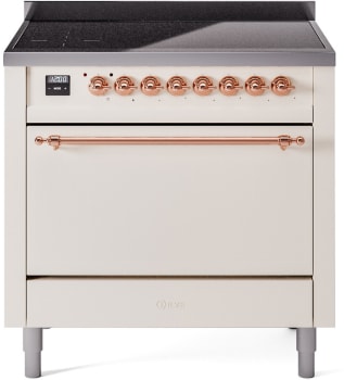 Ilve Nostalgie II Collection UPI366QNMPAWP - 36 Inch Solid Door Freestanding Induction Range in Copper Trim with 6 Elements
