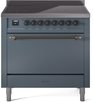 Ilve Nostalgie II Collection UPI366QNMPBGB - 36 Inch Solid Door Freestanding Induction Range in Bronze Trim with 6 Elements