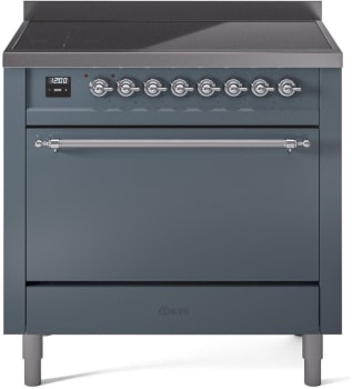 Ilve Nostalgie II Collection UPI366QNMPBGC - 36 Inch Solid Door Freestanding Induction Range in Chrome Trim with 6 Elements