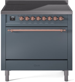 Ilve Nostalgie II Collection UPI366QNMPBGP - 36 Inch Solid Door Freestanding Induction Range in Copper Trim with 6 Elements