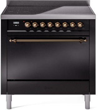 Ilve Nostalgie II Collection UPI366QNMPBKB - 36 Inch Solid Door Freestanding Induction Range in Bronze Trim with 6 Elements
