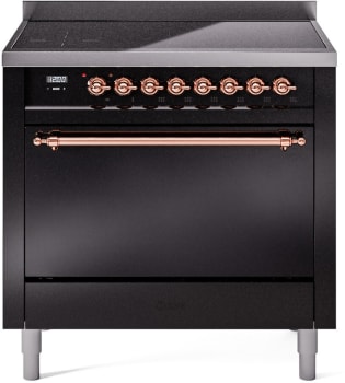 Ilve Nostalgie II Collection UPI366QNMPBKP - 36 Inch Solid Door Freestanding Induction Range in Copper Trim with 6 Elements