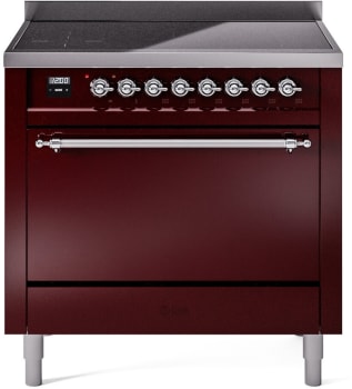 Ilve Nostalgie II Collection UPI366QNMPBUC - 36 Inch Solid Door Freestanding Induction Range in Chrome Trim with 6 Elements