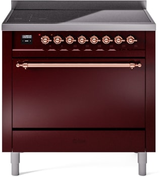 Ilve Nostalgie II Collection UPI366QNMPBUP - 36 Inch Solid Door Freestanding Induction Range in Copper Trim with 6 Elements