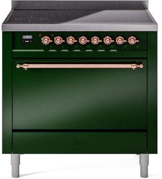 Ilve Nostalgie II Collection UPI366QNMPEGP - 36 Inch Solid Door Freestanding Induction Range in Copper Trim with 6 Elements