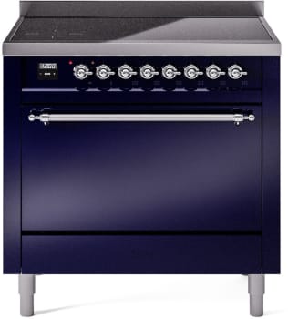 Ilve Nostalgie II Collection UPI366QNMPMBC - 36 Inch Solid Door Freestanding Induction Range in Chrome Trim with 6 Elements