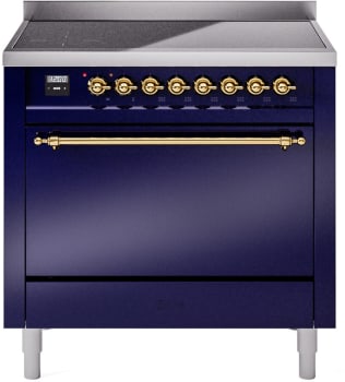 Ilve Nostalgie II Collection UPI366QNMPMBG - 36 Inch Freestanding Induction Range in Front View