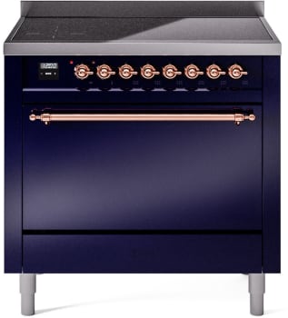 Ilve Nostalgie II Collection UPI366QNMPMBP - 36 Inch Solid Door Freestanding Induction Range in Copper Trim with 6 Elements