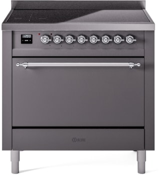 Ilve Nostalgie II Collection UPI366QNMPMGC - 36 Inch Solid Door Freestanding Induction Range in Chrome Trim with 6 Elements