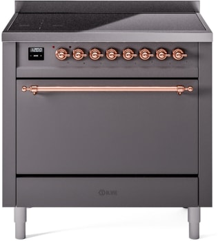 Ilve Nostalgie II Collection UPI366QNMPMGP - 36 Inch Solid Door Freestanding Induction Range in Copper Trim with 6 Elements