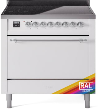 Ilve Nostalgie II Collection UPI366QNMPRAC - 36 Inch Solid Door Freestanding Induction Range in Chrome Trim with 6 Elements