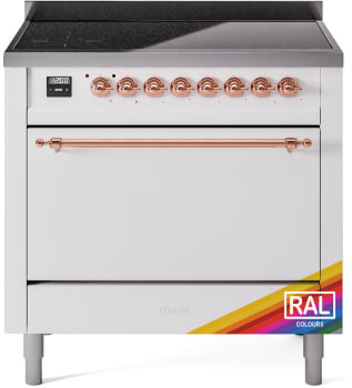 Ilve Nostalgie II Collection UPI366QNMPRAP - 36 Inch Solid Door Freestanding Induction Range in Copper Trim with 6 Elements