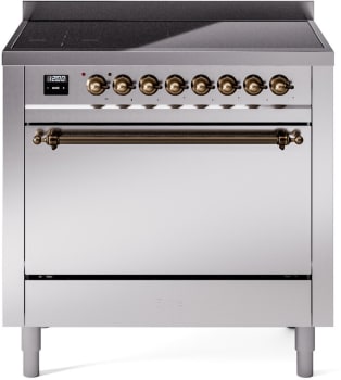 Ilve Nostalgie II Collection UPI366QNMPSSB - 36 Inch Solid Door Freestanding Induction Range in Bronze Trim with 6 Elements