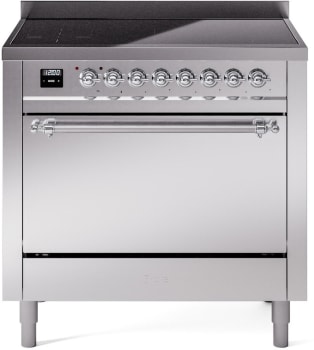 Ilve Nostalgie II Collection UPI366QNMPSSC - 36 Inch Solid Door Freestanding Induction Range in Chrome Trim with 6 Elements