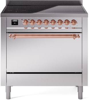 Ilve Nostalgie II Collection UPI366QNMPSSP - 36 Inch Solid Door Freestanding Induction Range in Copper Trim with 6 Elements