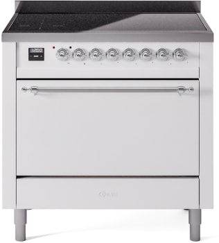 Ilve Nostalgie II Collection UPI366QNMPWHC - 36 Inch Solid Door Freestanding Induction Range in Chrome Trim with 6 Elements