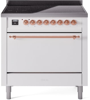 Ilve Nostalgie II Collection UPI366QNMPWHP - 36 Inch Solid Door Freestanding Induction Range in Copper Trim with 6 Elements