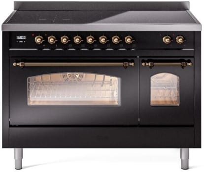 Ilve Nostalgie II Collection UPI486NMPBKB - 48 Inch Freestanding Electric Induction Range in Front View