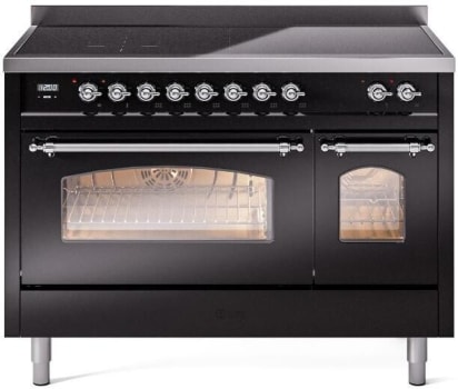 Ilve Nostalgie II Collection UPI486NMPBKC - 48 Inch Freestanding Electric Induction Range in Front View