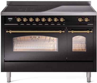 Ilve Nostalgie II Collection UPI486NMPBKG - 48 Inch Freestanding Electric Induction Range in Front View