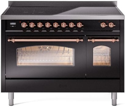 Ilve Nostalgie II Collection UPI486NMPBKP - 48 Inch Freestanding Electric Induction Range in Front View