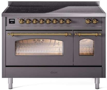 Ilve Nostalgie II Collection UPI486NMPMGG - 48 Inch Freestanding Electric Induction Range in Front View