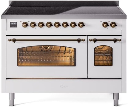 Ilve Nostalgie II Collection UPI486NMPWHB - 48 Inch Freestanding Electric Induction Range in Front View