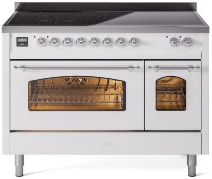 Ilve Nostalgie II Collection UPI486NMPWHC - 48 Inch Freestanding Electric Induction Range in Front View