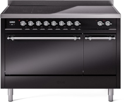 Ilve Nostalgie II Collection UPI486QNMPBKC - 48 Inch Solid Door Freestanding Induction Range in Chrome Trim with 6 Elements