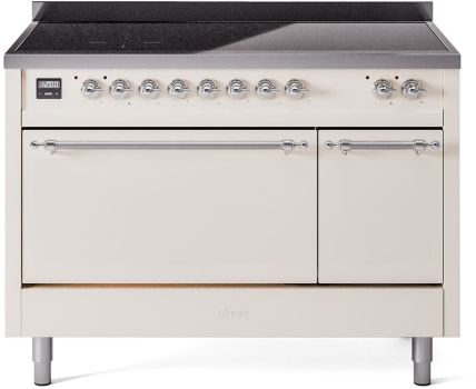 Ilve Nostalgie II Collection UPI486QNMPAWC - 48 Inch Solid Door Freestanding Induction Range in Chrome Trim with 6 Elements