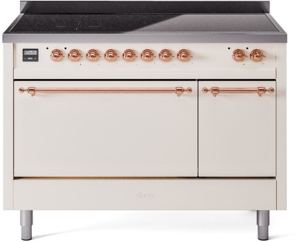 Ilve Nostalgie II Collection UPI486QNMPAWP - 48 Inch Solid Door Freestanding Induction Range in Copper Trim with 6 Elements