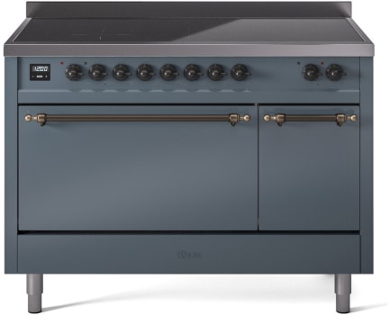 Ilve Nostalgie II Collection UPI486QNMPBGB - 48 Inch Solid Door Freestanding Induction Range in Bronze Trim with 6 Elements