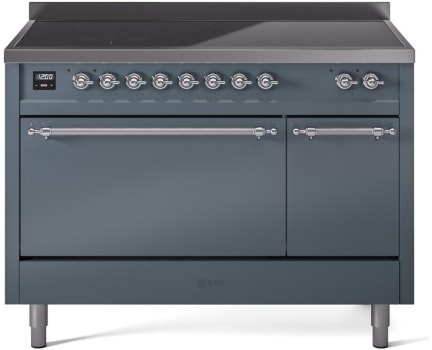 Ilve Nostalgie II Collection UPI486QNMPBGC - 48 Inch Solid Door Freestanding Induction Range in Chrome Trim with 6 Elements