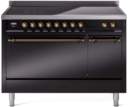Ilve Nostalgie II Collection UPI486QNMPBKB - 48 Inch Solid Door Freestanding Induction Range in Bronze Trim with 6 Elements