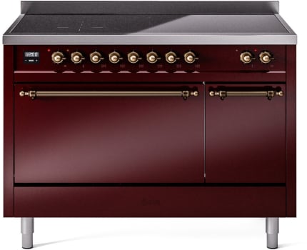 Ilve Nostalgie II Collection UPI486QNMPBUB - 48 Inch Solid Door Freestanding Induction Range in Bronze Trim with 6 Elements