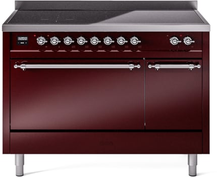 Ilve Nostalgie II Collection UPI486QNMPBUC - 48 Inch Solid Door Freestanding Induction Range in Chrome Trim with 6 Elements
