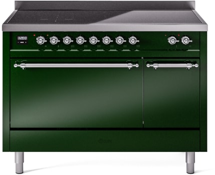 Ilve Nostalgie II Collection UPI486QNMPEGC - 48 Inch Solid Door Freestanding Induction Range in Chrome Trim with 6 Elements