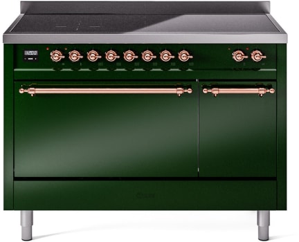 Ilve Nostalgie II Collection UPI486QNMPEGP - 48 Inch Solid Door Freestanding Induction Range in Copper Trim with 6 Elements