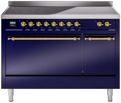 Ilve Nostalgie II Collection UPI486QNMPMBG - 48 Inch Solid Door Freestanding Induction Range in Brass Trim with 6 Elements