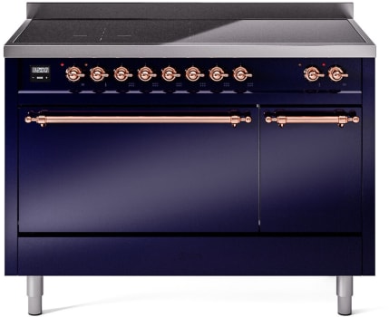 Ilve Nostalgie II Collection UPI486QNMPMBP - 48 Inch Solid Door Freestanding Induction Range in Copper Trim with 6 Elements