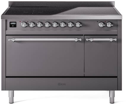 Ilve Nostalgie II Collection UPI486QNMPMGC - 48 Inch Solid Door Freestanding Induction Range in Chrome Trim with 6 Elements