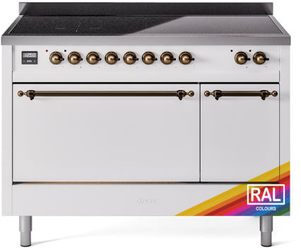 Ilve Nostalgie II Collection UPI486QNMPRAB - 48 Inch Solid Door Freestanding Induction Range in Bronze Trim with 6 Elements
